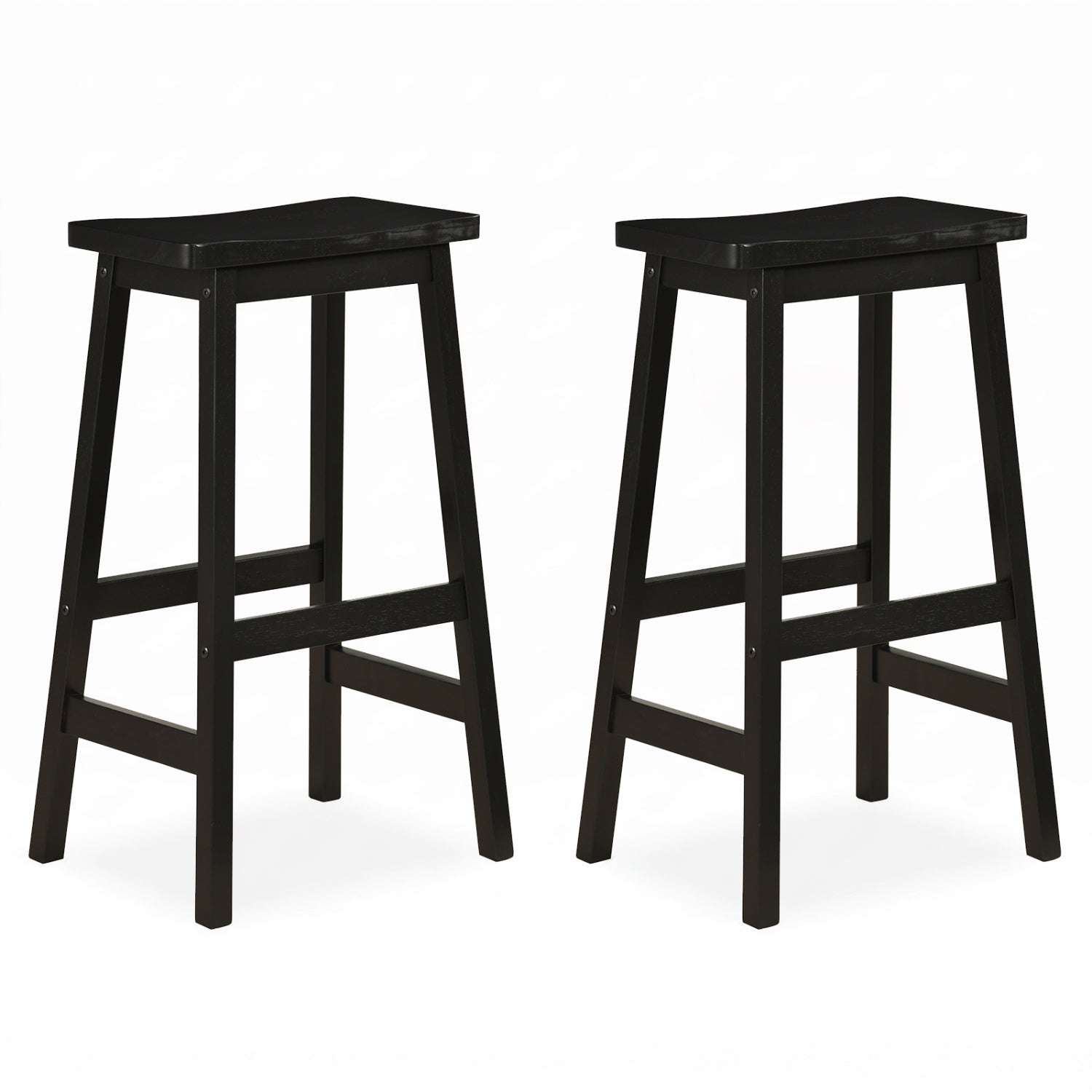 DirectDeals 29in saddle seat counter-height stools, black wood with footrests, set of 2 on Tampa Home & Garden Store