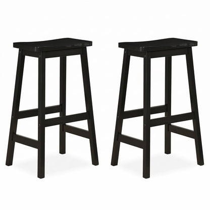 DirectDeals 29in saddle seat counter-height stools, black wood with footrests, set of 2 on Tampa Home & Garden Store