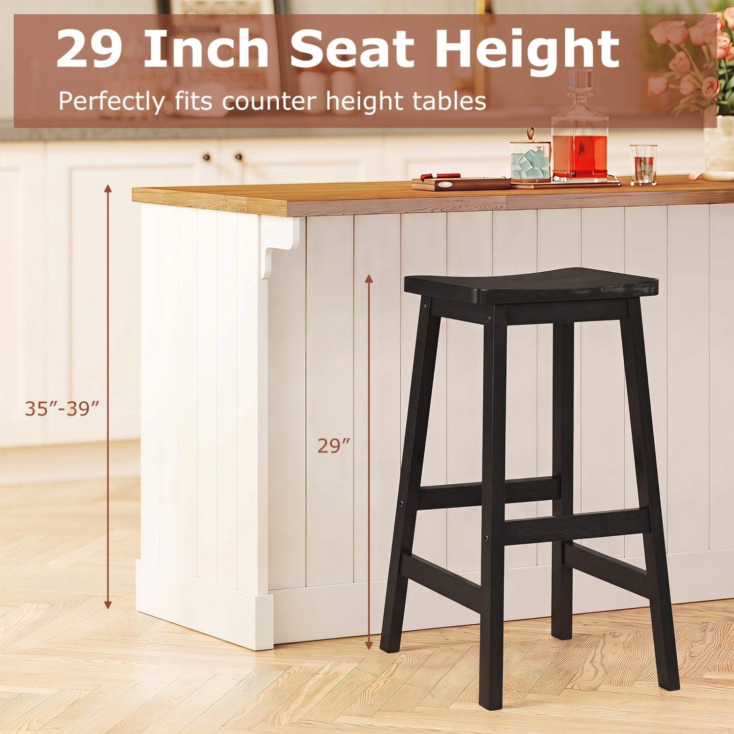 29in Saddle Seat Counter Height Bar Stool DirectDeals, black on Tampa Home & Garden Store