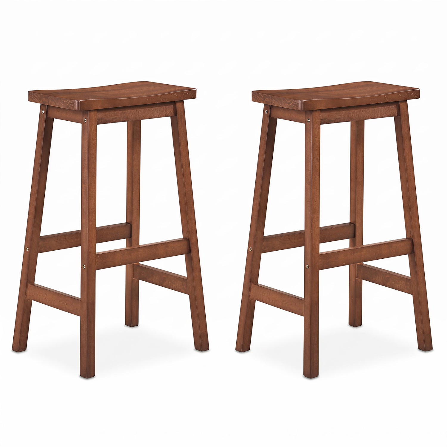 29in saddle seat counter height bar stool set of 2 with footrests in brown wood by DirectDeals on Tampa Home & Garden Store