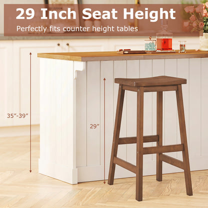 DirectDeals 29 inch saddle seat counter height stools, brown wood with footrests, set of 2 on Tampa Home & Garden Store