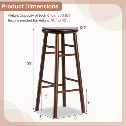 29 Inch Swivel Bar Stools Set of 2 With Footrests