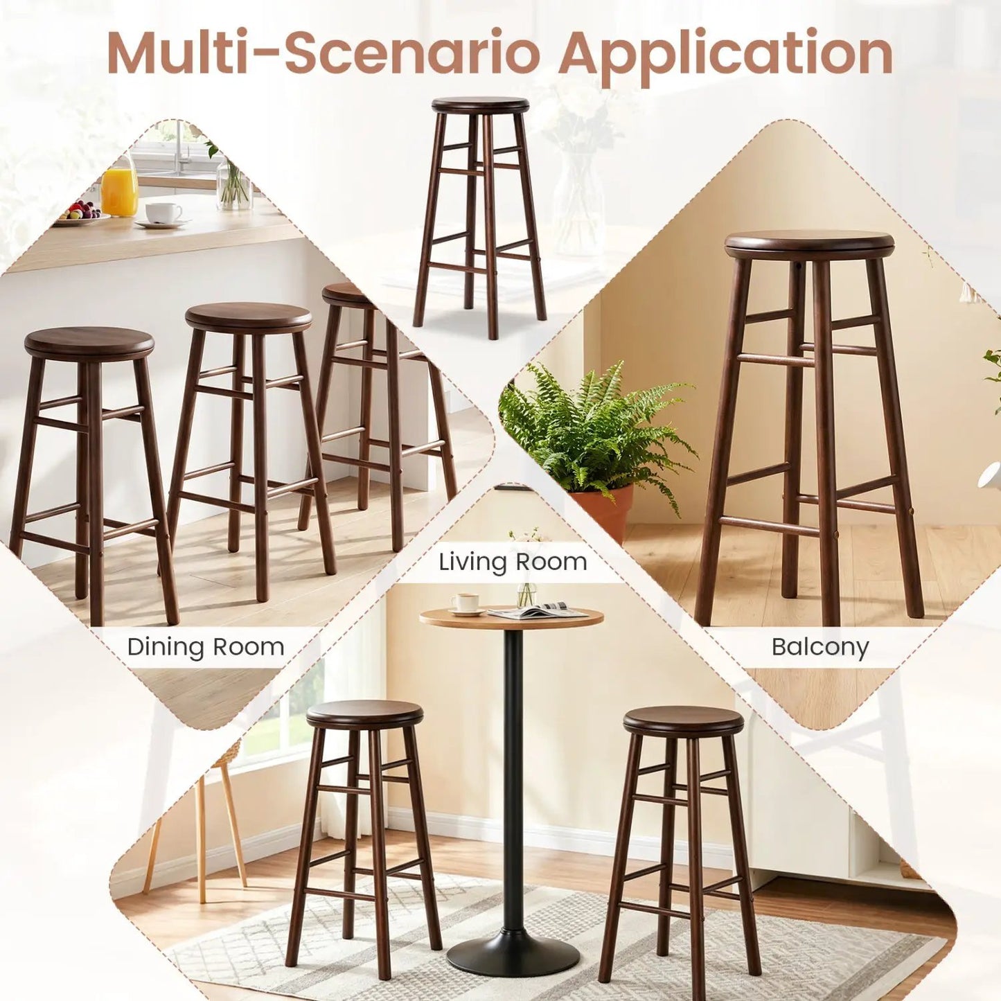 29 Inch Swivel Bar Stools Set of 2 With Footrests