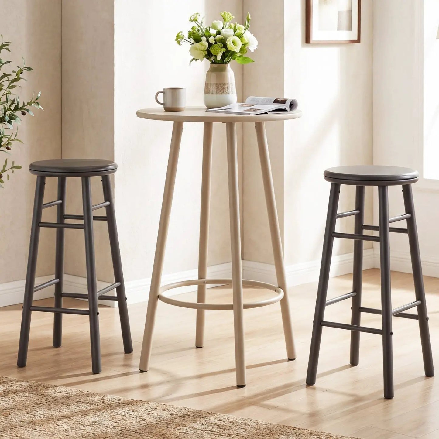 29 Inch Swivel Bar Stools Set of 2 With Footrests