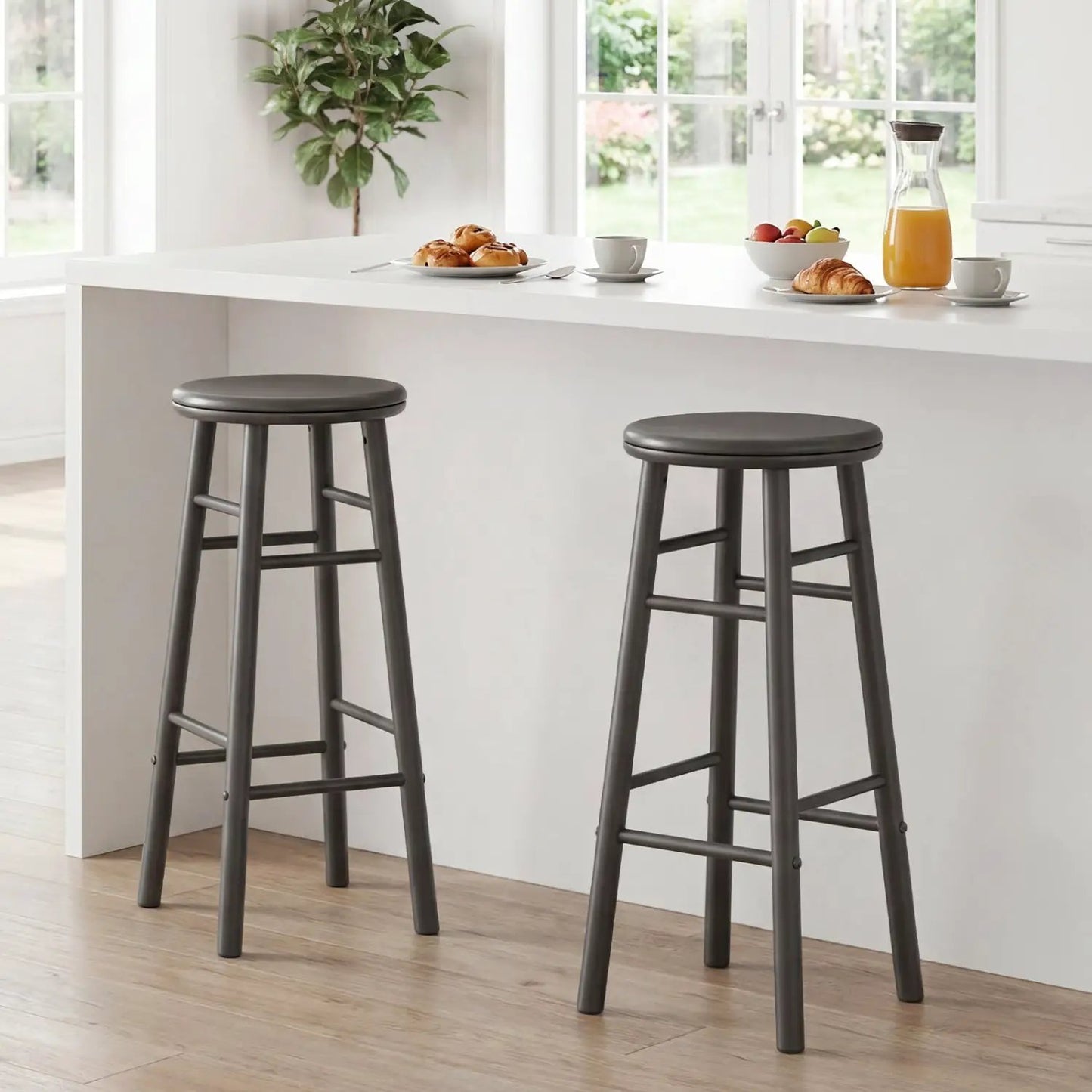 29 Inch Swivel Bar Stools Set of 2 With Footrests