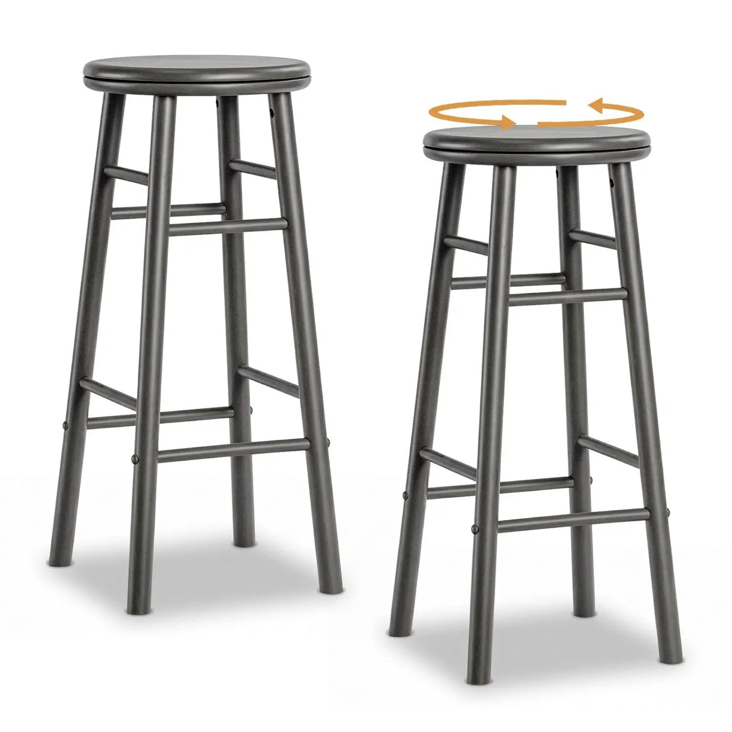 29 Inch Swivel Bar Stools Set of 2 With Footrests