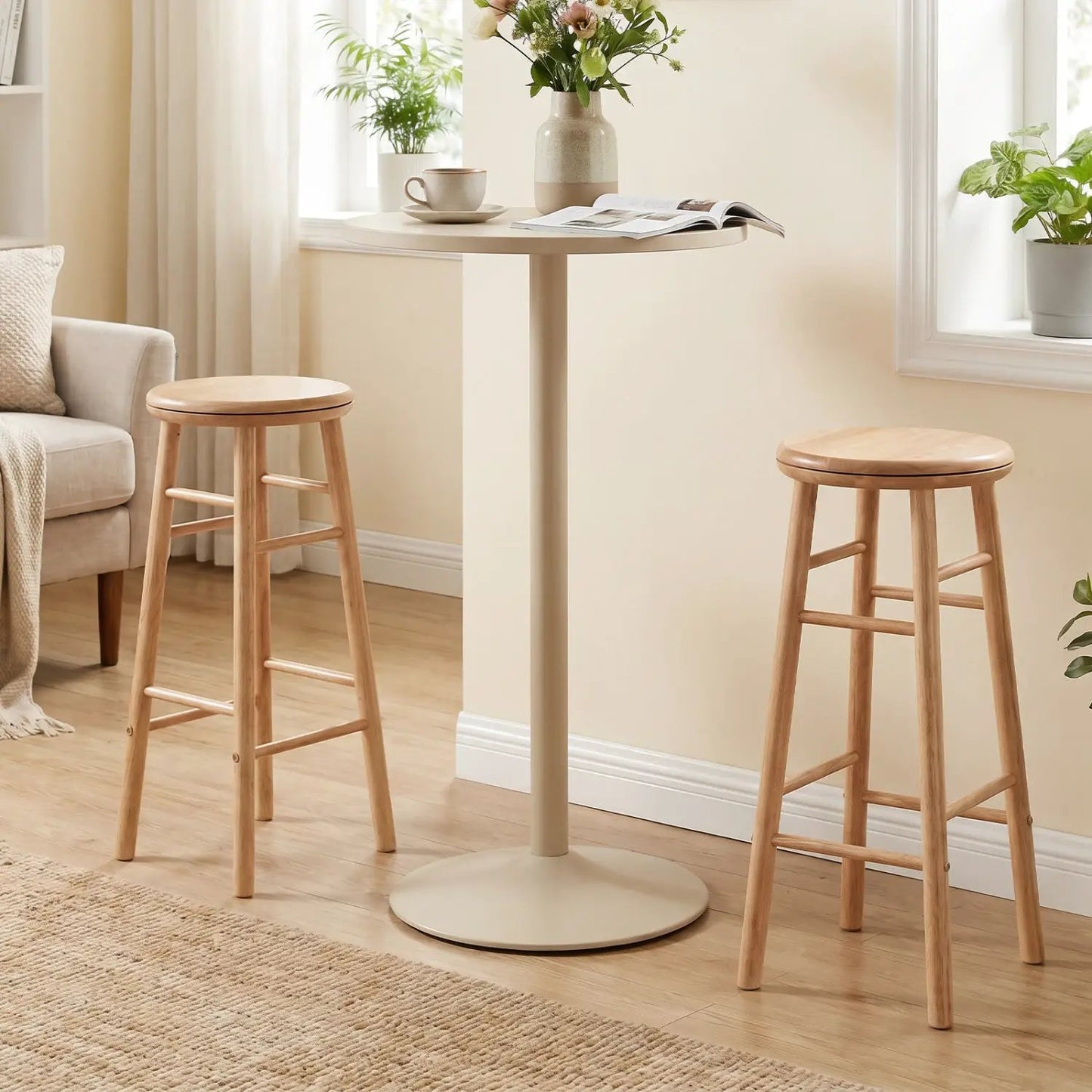29 Inch Swivel Bar Stools Set of 2 With Footrests