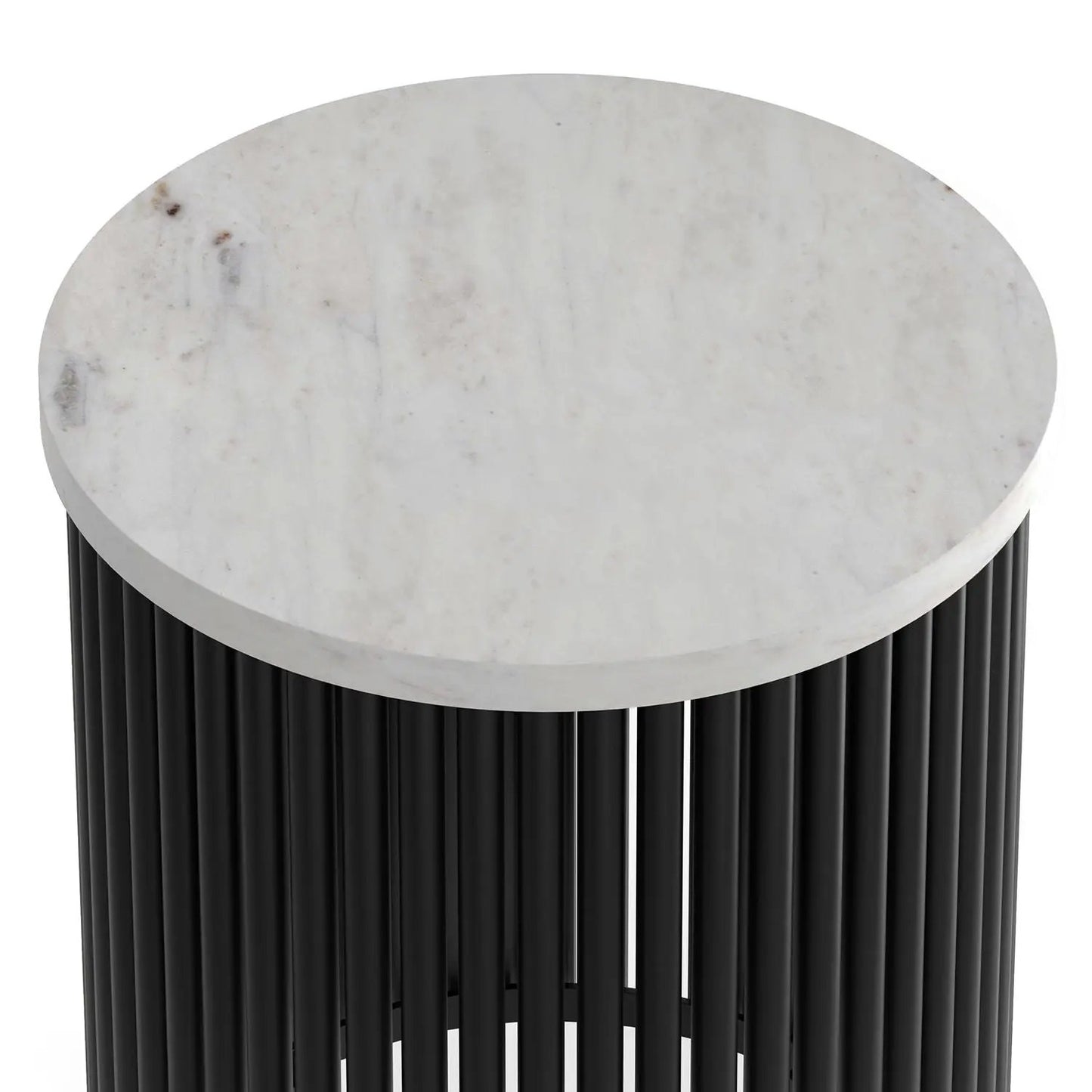 Demy metal accent table with white marble top and black slat base by Unique Piece Furniture on Tampa Home & Garden Store