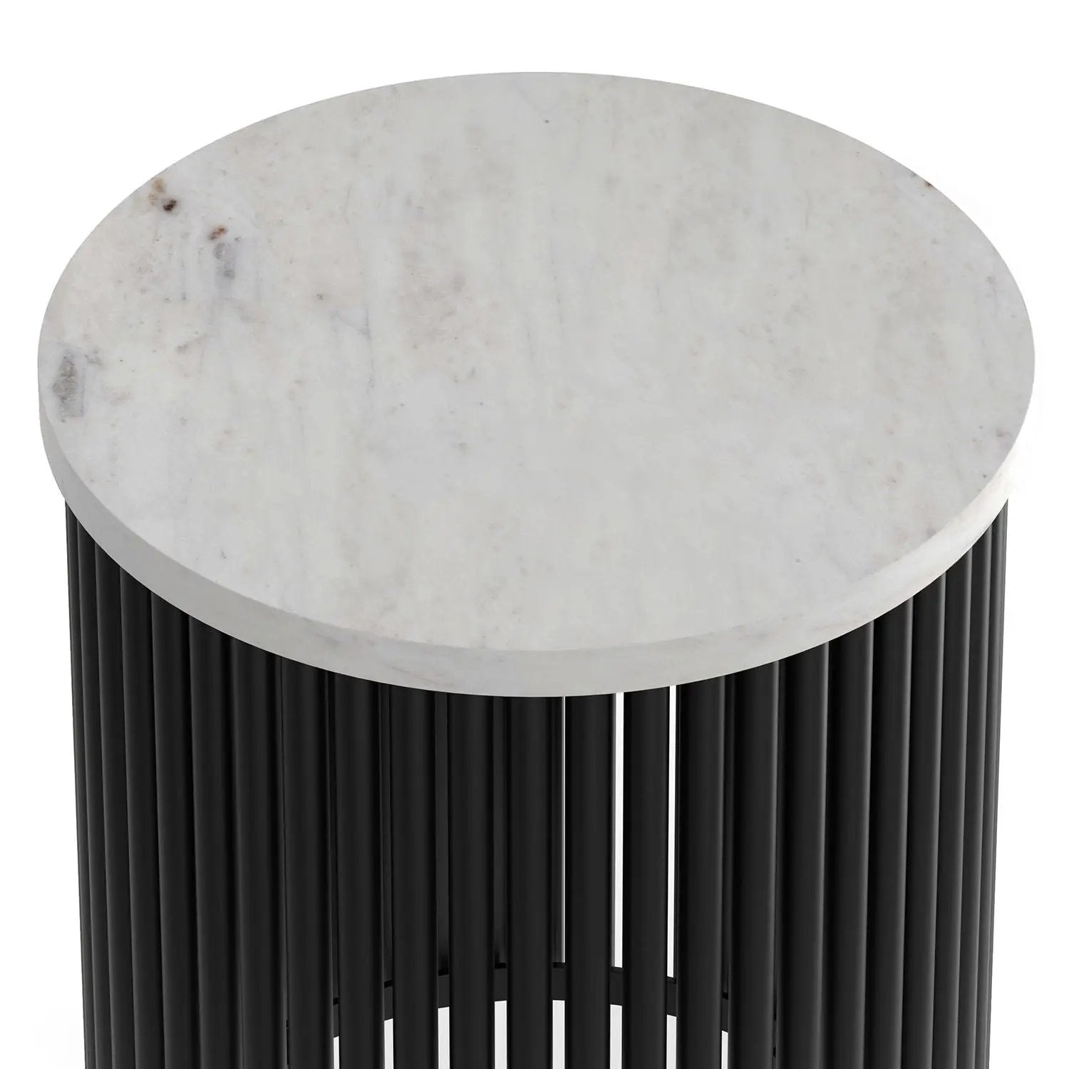 Demy metal accent table with white marble top and black slat base by Unique Piece Furniture on Tampa Home & Garden Store