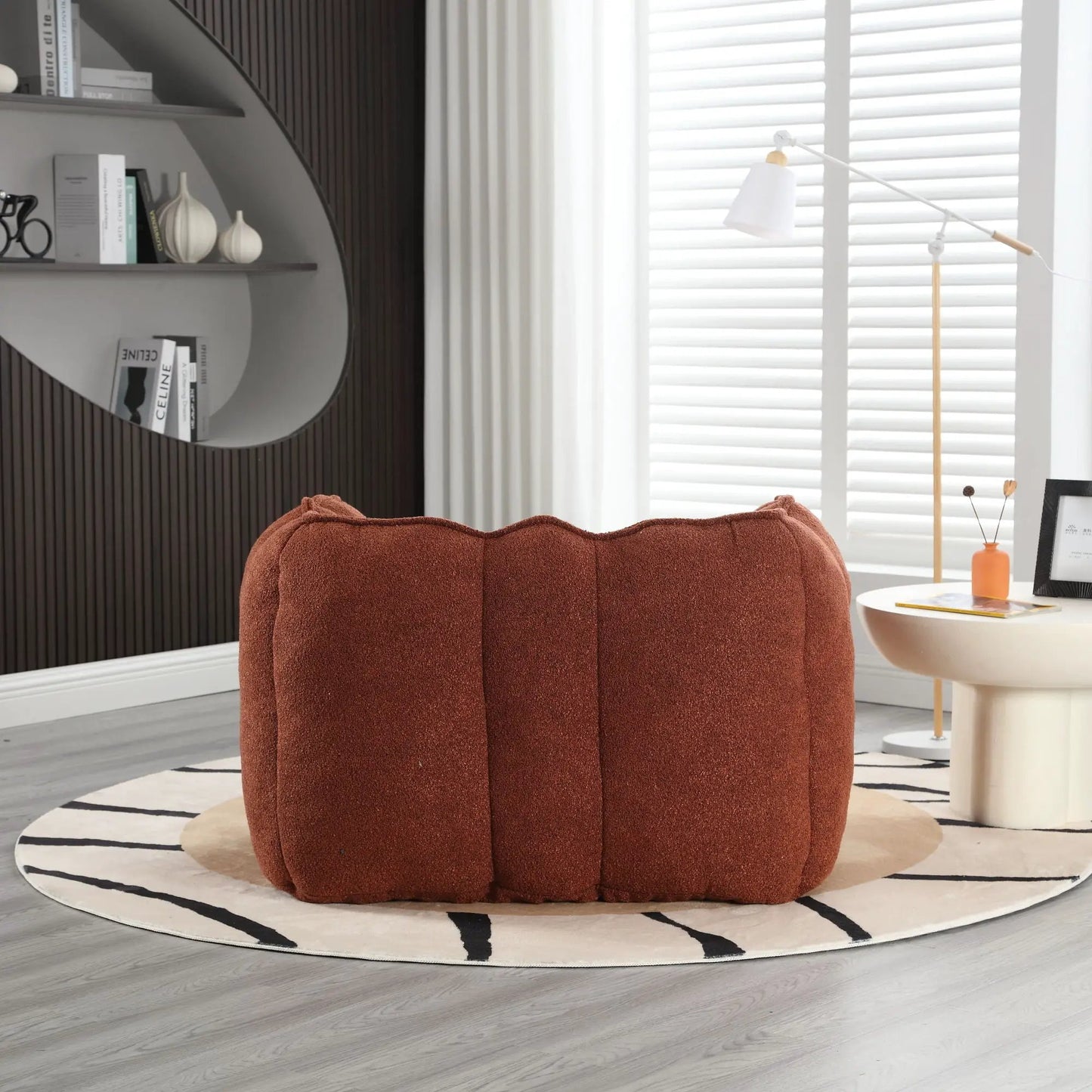 Soft brown bean bag chair with high resilient foam in textured fabric on Tampa Home & Garden Store
