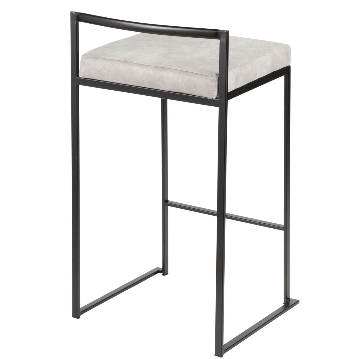Stackable counter stool with cushioned light gray seat and black metal frame HouseOfZazla on Tampa Home & Garden Store