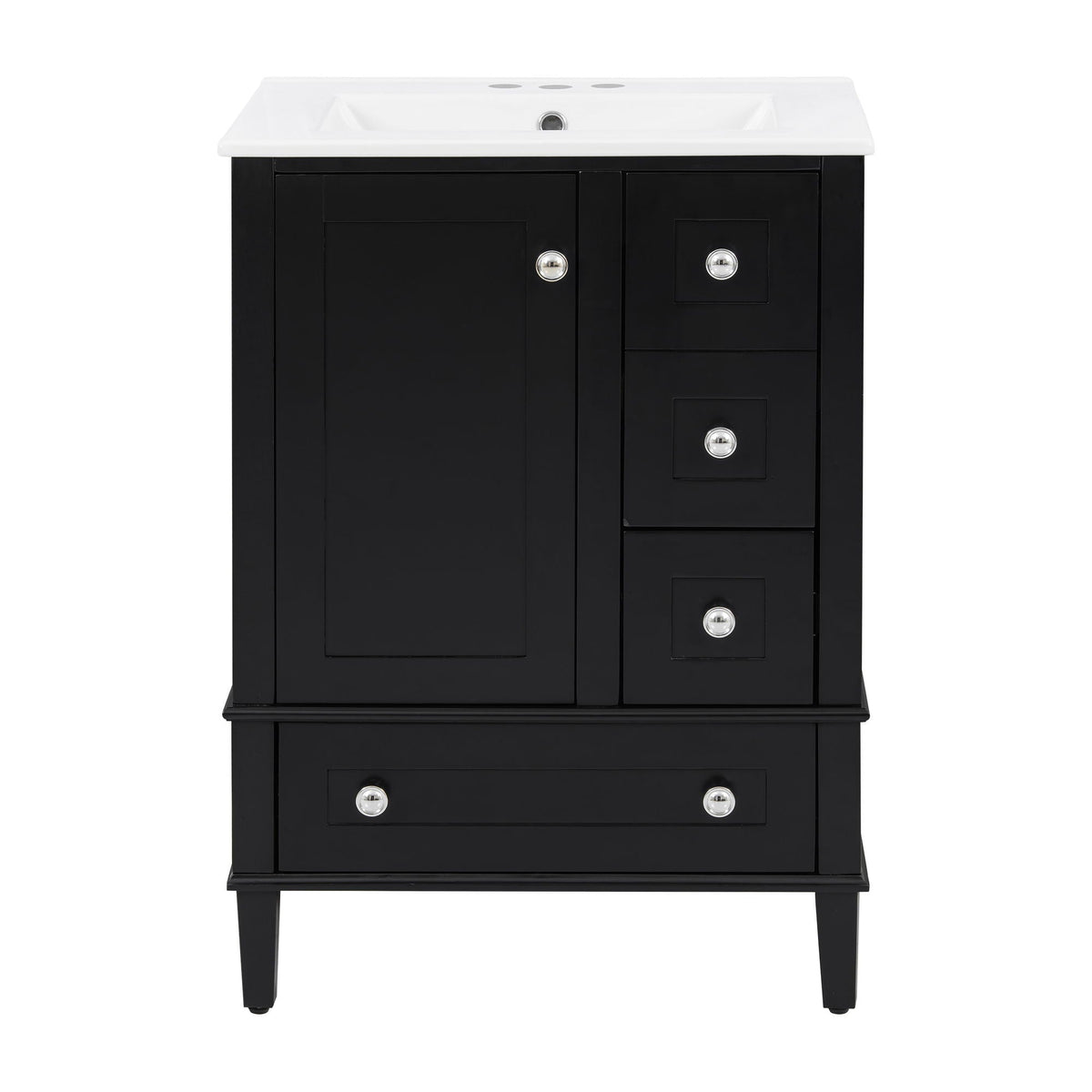 Bathroom vanity with integrated white basin, black cabinet, drawers HouseOfZazla on Tampa Home & Garden Store