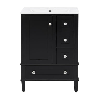 Bathroom vanity with integrated white basin, black cabinet, drawers HouseOfZazla on Tampa Home & Garden Store