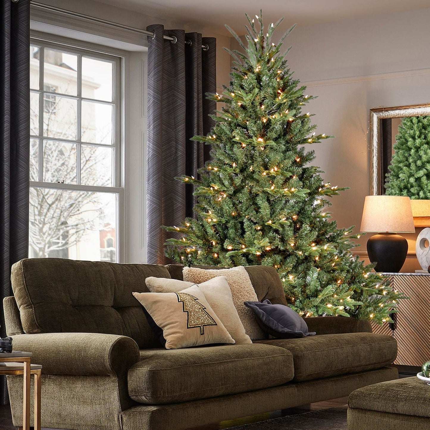 5FT Full-Bodied Pre-Lit Evergreen Christmas Tree, green artificial pine, warm white lights on Tampa Home & Garden Store
