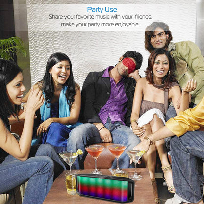 KOCASO LED wireless speaker with multicolor LED display, portable party audio on table on Tampa Home & Garden Store