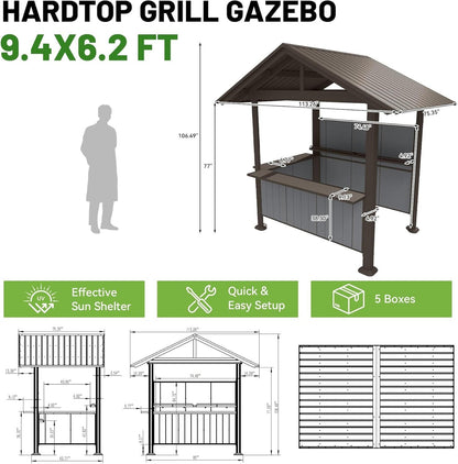Hardtop grill gazebo 9.4x6.2 ft with storage shelves resin shade system HouseOfZazla on Tampa Home & Garden Store