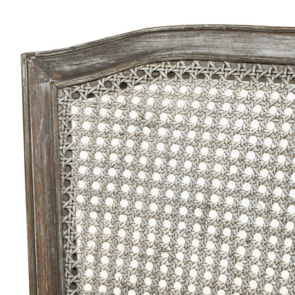 Rattan wicker high-back counter bar stool with gray oak frame on Tampa Home & Garden Store