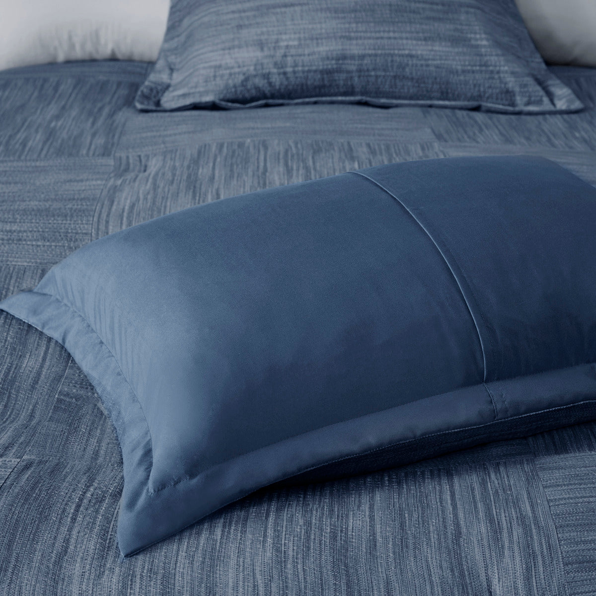 7 Piece Printed Seersucker Comforter Set Navy
