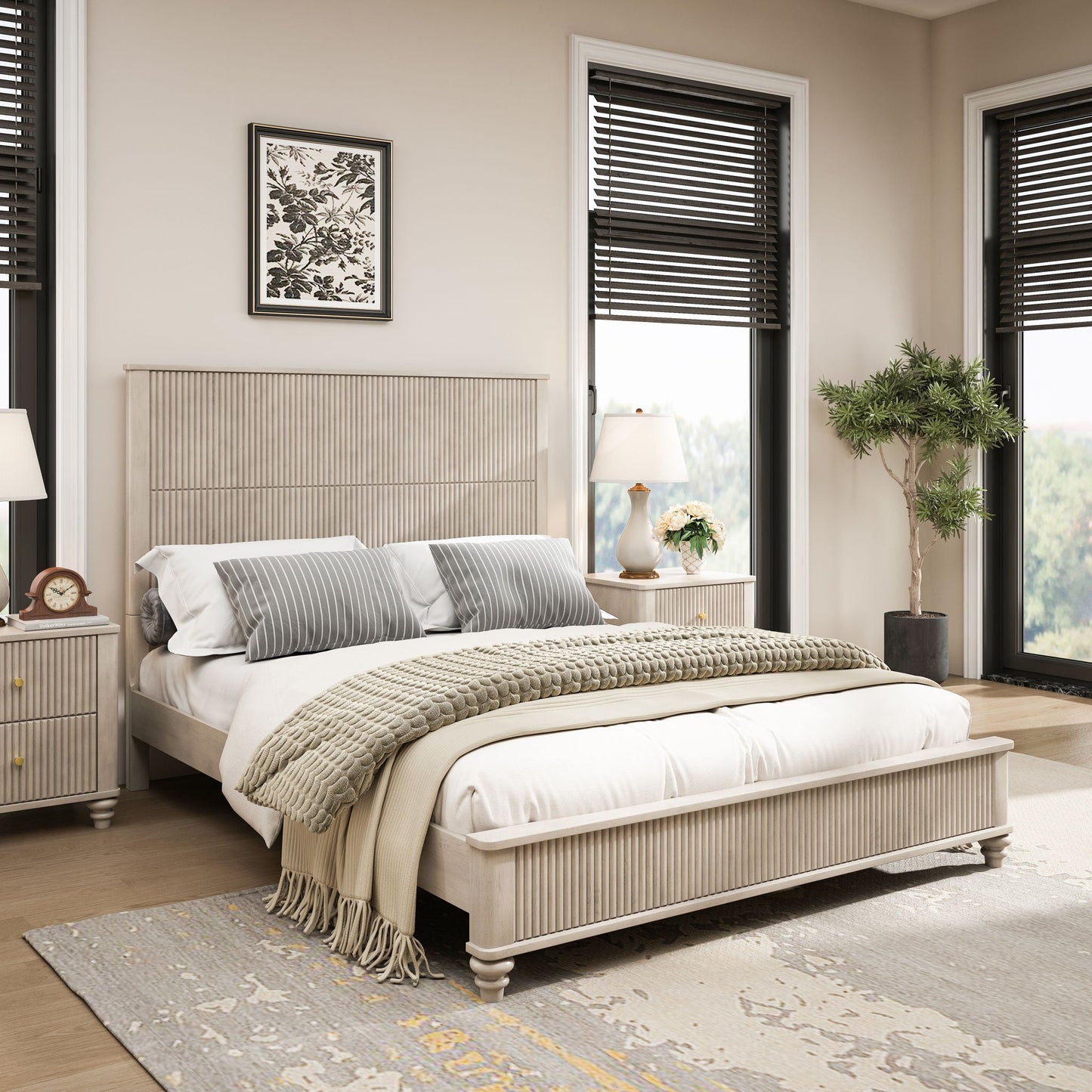 Solid Wood Platform Bed and the Tall Headboard
