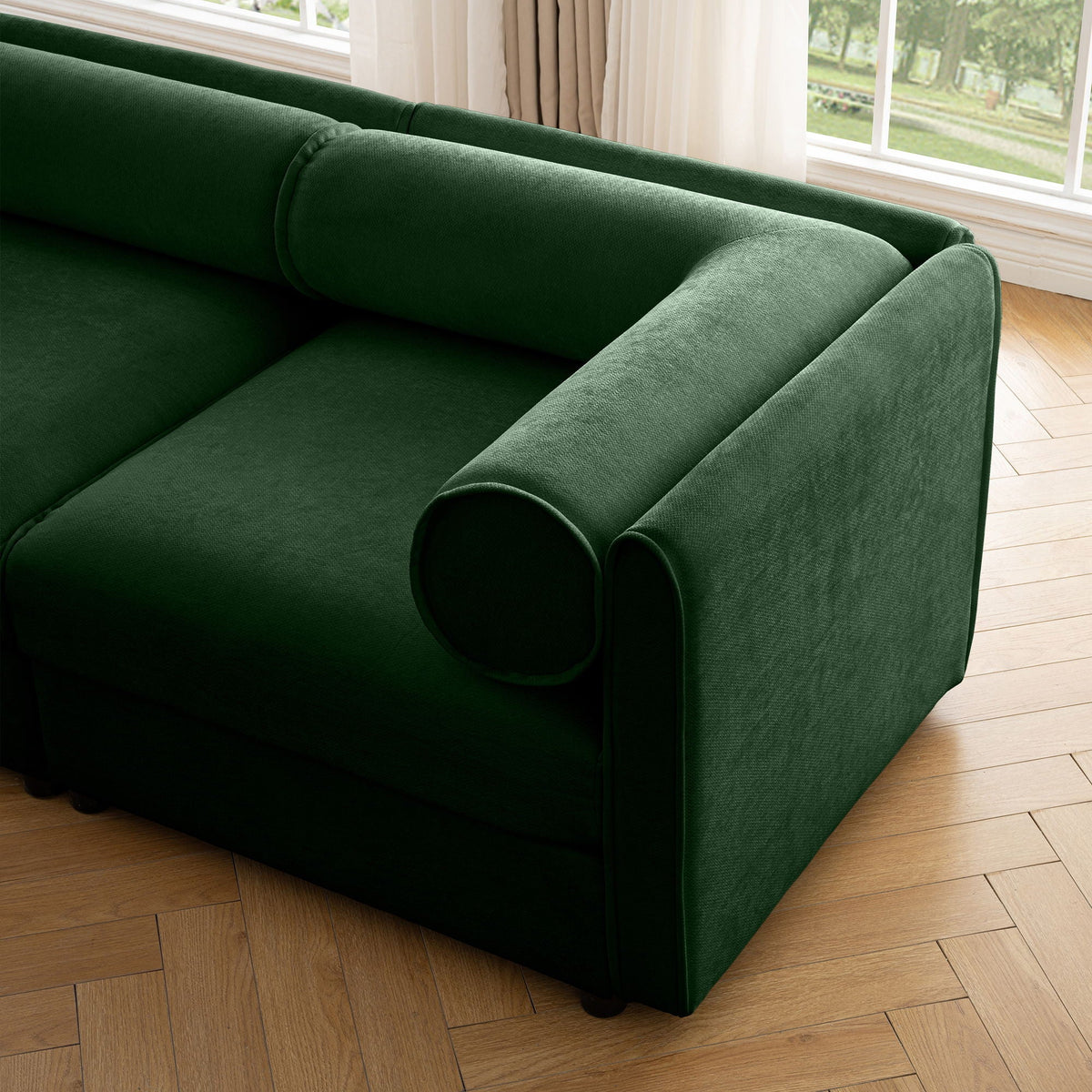 Modern Sofa with Storage and Cylindrical Backrest