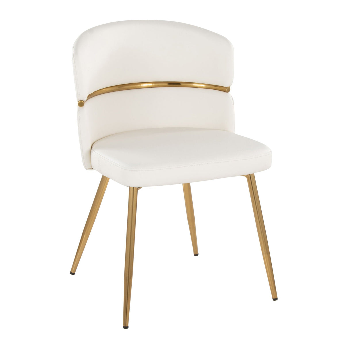Art Deco dining chair ivory upholstery with gold curved metal back rail and gold legs on Tampa Home & Garden Store