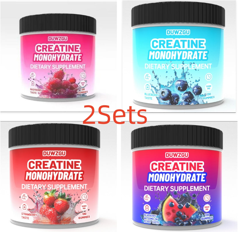 Perfecsy Creatine Monohydrate dietary supplement jars, 4 flavors in pink and blue bottles on Tampa Home & Garden Store