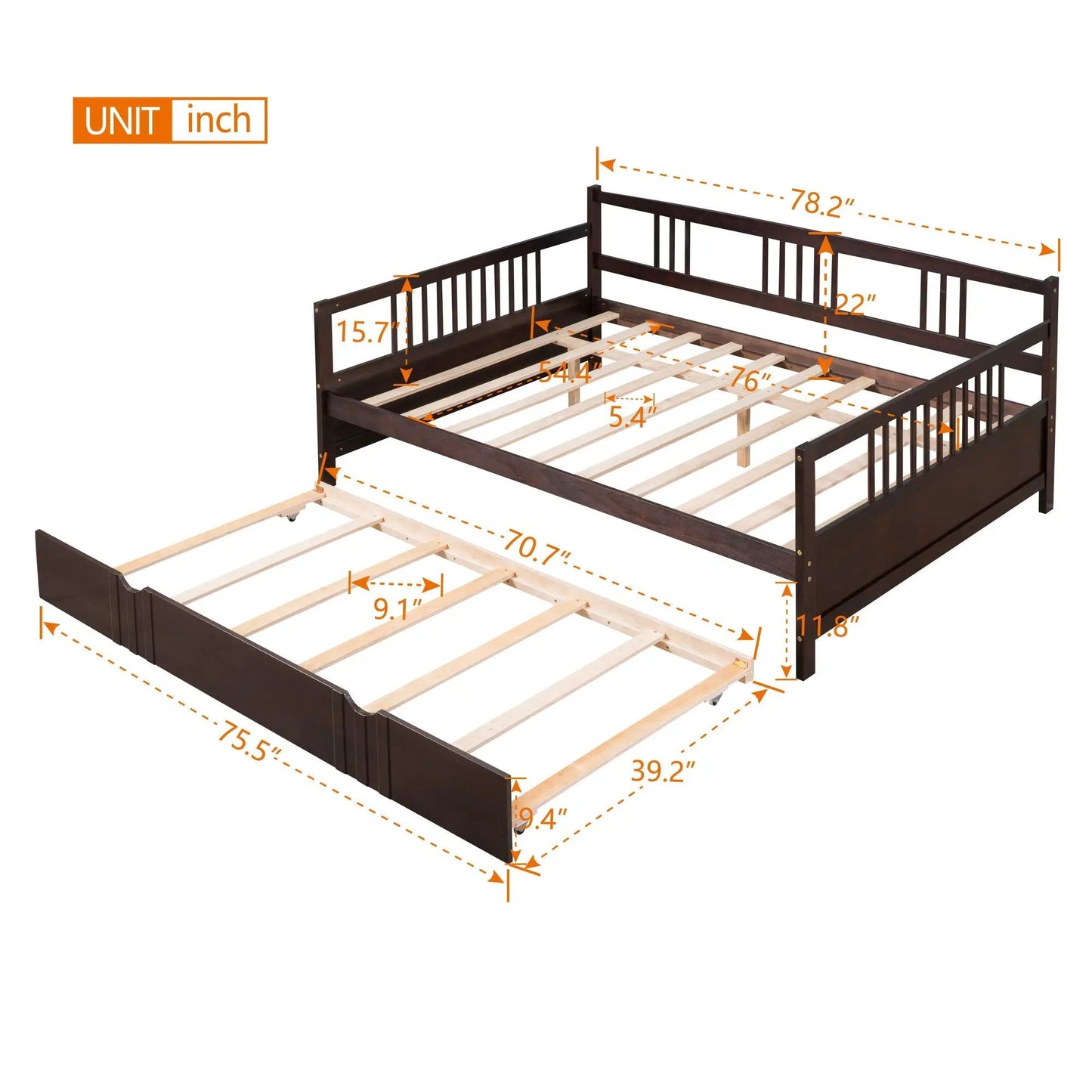 Multifunctional Modern Daybed storage bed in dark brown wood by Unique Piece Furniture on Tampa Home & Garden Store