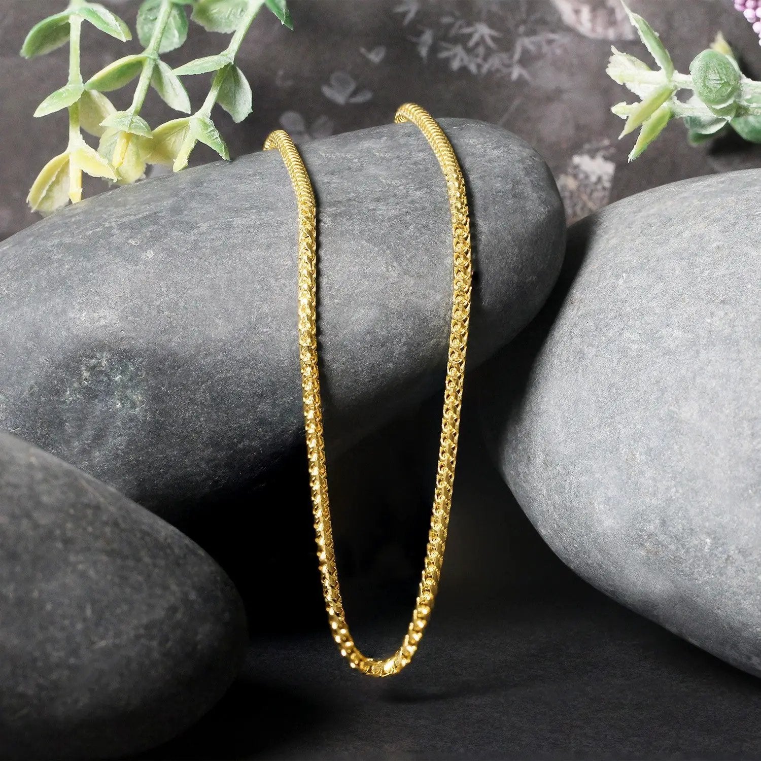 Franco chain necklace, 2.2mm, 14k yellow gold diamond-cut, by Bids.com on Tampa Home & Garden Store