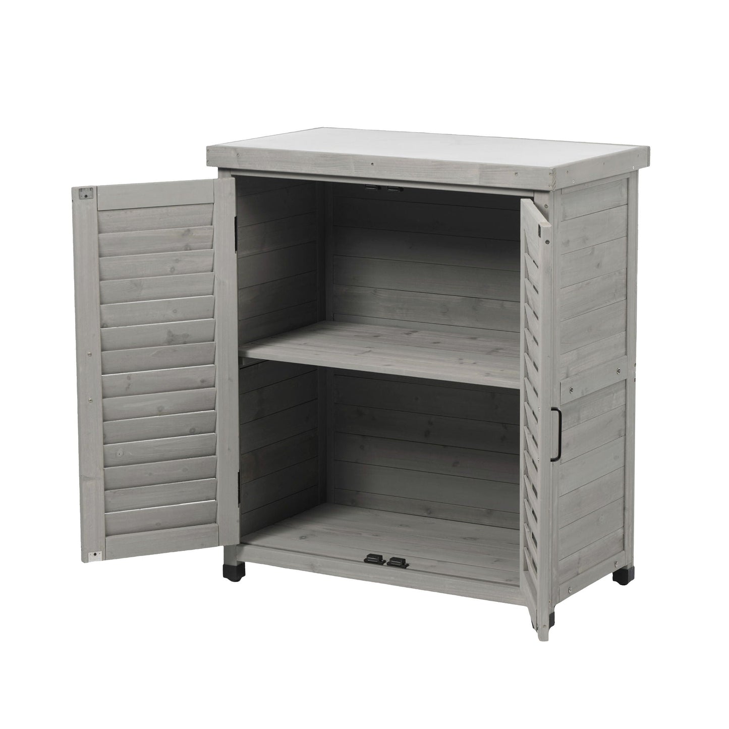 Outdoor Potting Bench With Metal Top and Cabinet