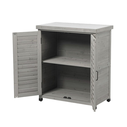 Outdoor Potting Bench With Metal Top and Cabinet