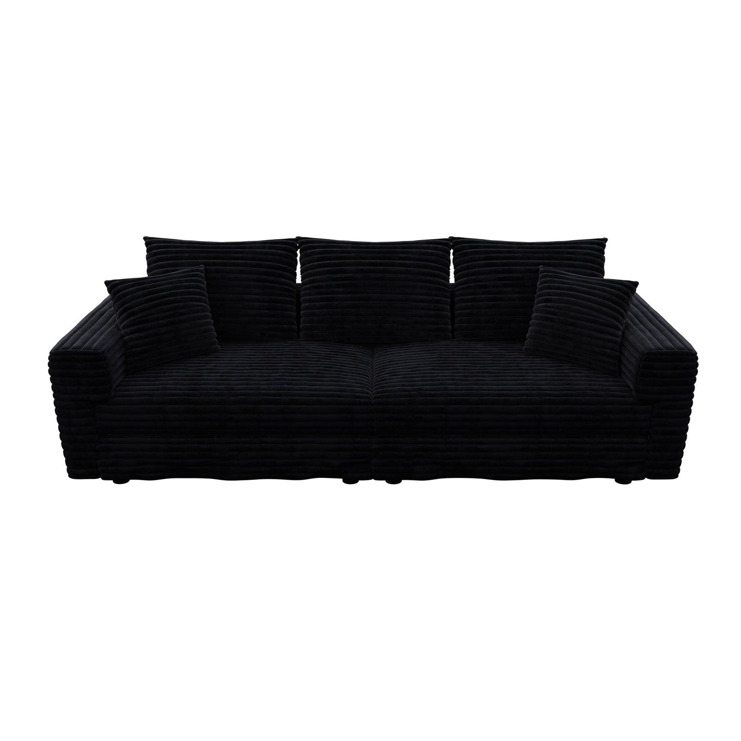 4 Seat Modern Comfy Upholstered Sofa Cloud Couch in black ribbed fabric by HouseOfZazla on Tampa Home & Garden Store