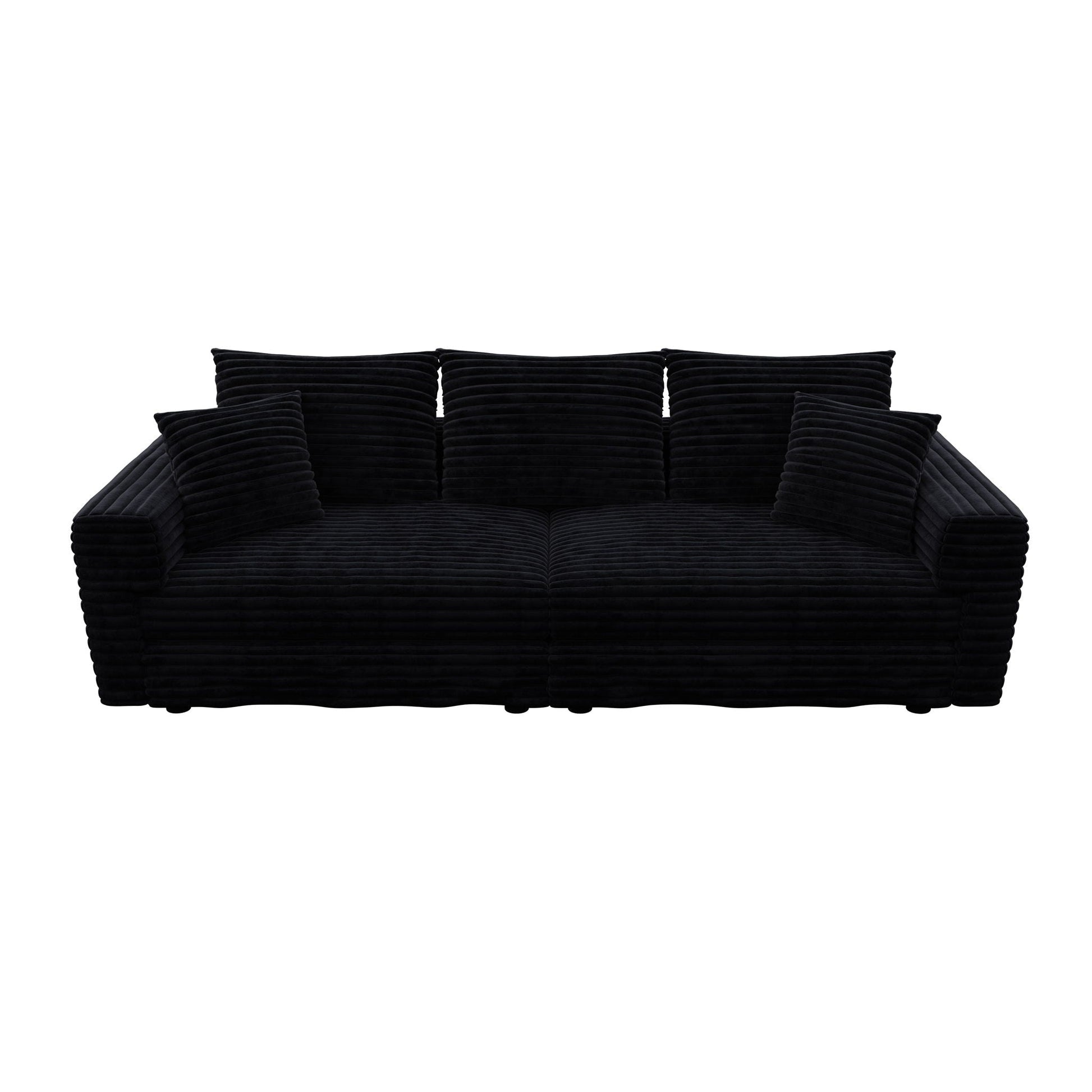 4 Seat Modern Comfy Upholstered Sofa Cloud Couch in black ribbed fabric by HouseOfZazla on Tampa Home & Garden Store