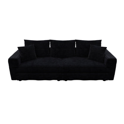 4 Seat Modern Comfy Upholstered Sofa Cloud Couch in black ribbed fabric by HouseOfZazla on Tampa Home & Garden Store