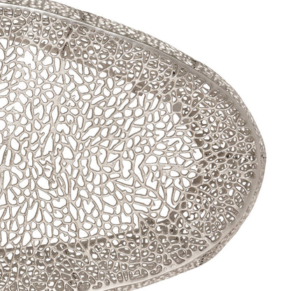 Oval coffee table with Pearl Silver aluminum lattice top and frame by HouseOfZazla on Tampa Home & Garden Store