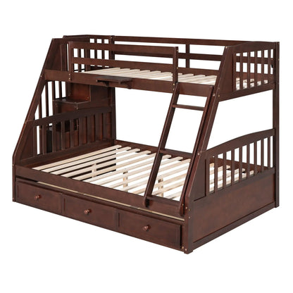Bunk bed with drawers and storage staircase, dark brown wood, Unique Piece Furniture on Tampa Home & Garden Store