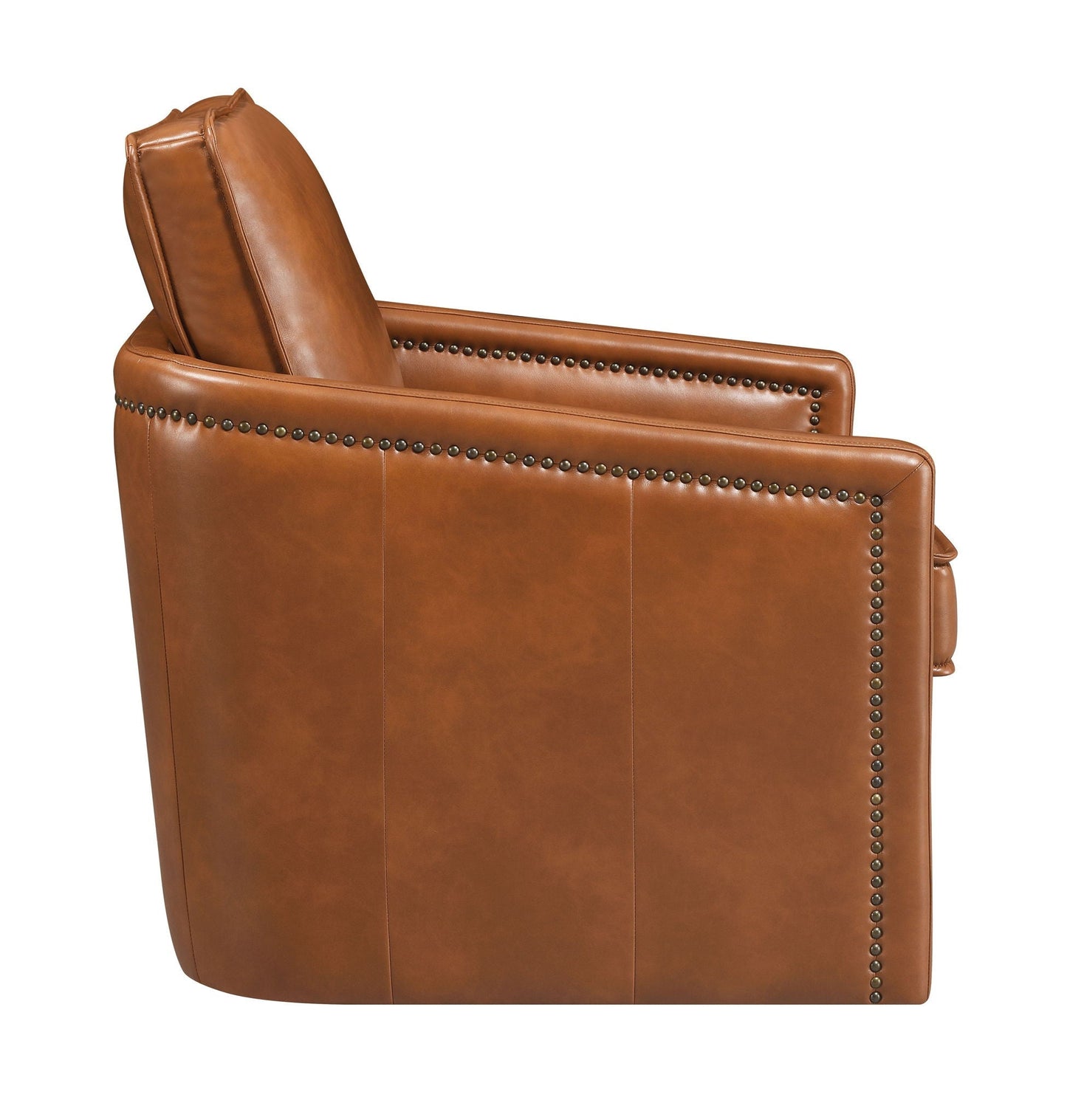 Rocha Aire Swivel Chair with Glider, brown leather, nailhead trim along arms, HouseOfZazla on Tampa Home & Garden Store
