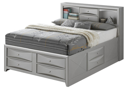Modern design storage bed with bookcase headboard in gray by HouseOfZazla with drawers on Tampa Home & Garden Store
