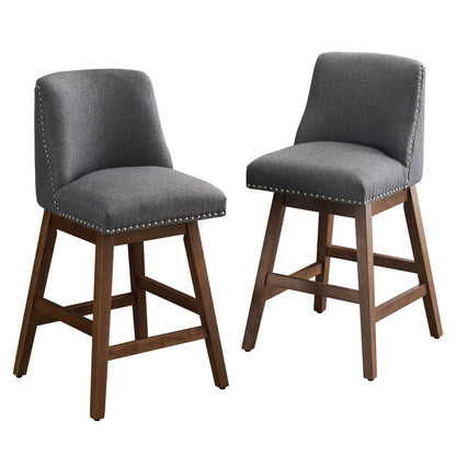 Upholstered Swivel Bar Stool with Soft Fabric