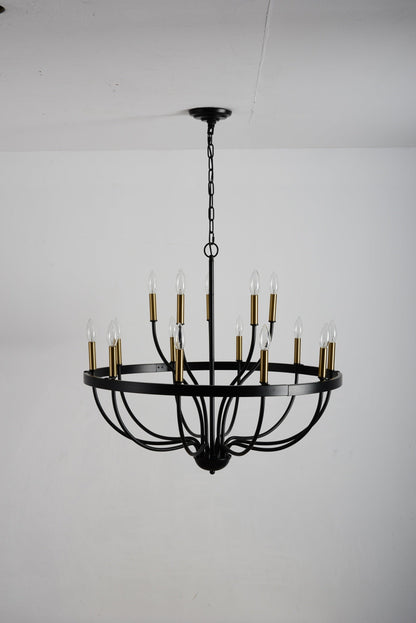18-Light industrial iron candle chandelier by HouseOfZazla, black frame with candle sleeves on Tampa Home & Garden Store