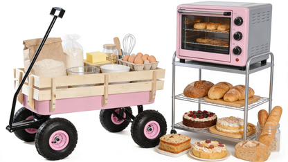 All Terrain Outdoor Wagon and Wood Railing