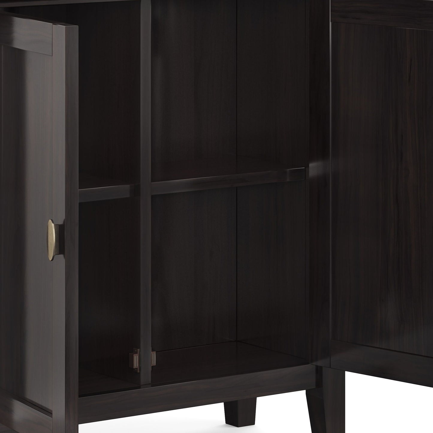 Redmond low storage cabinet in Hickory Brown, dark wood accent cabinet with legs by HouseOfZazla on Tampa Home & Garden Store