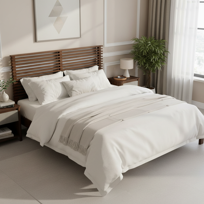 Queen Solid Wood Platform Bed in a Walnut Finish
