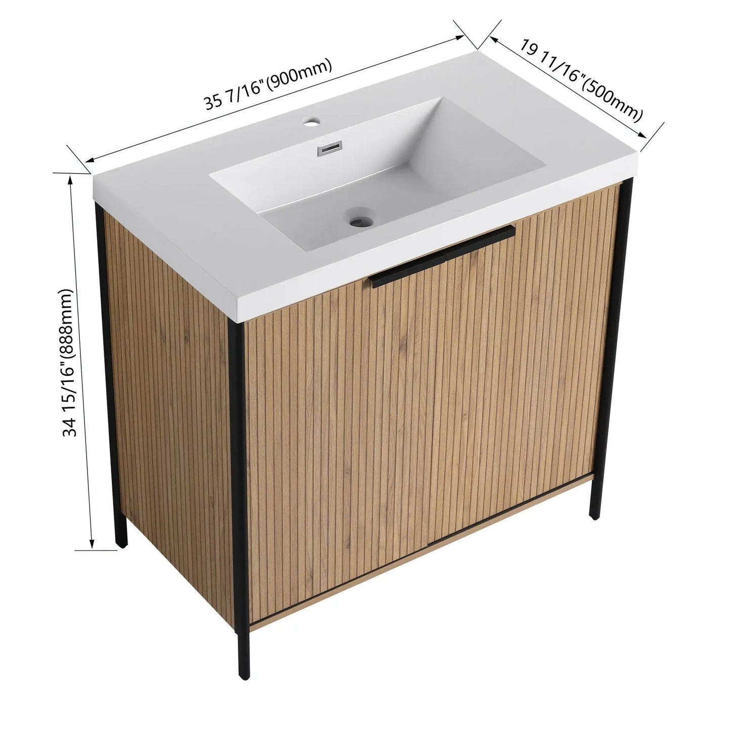 Modern Freestanding Vanity With Resin Sink