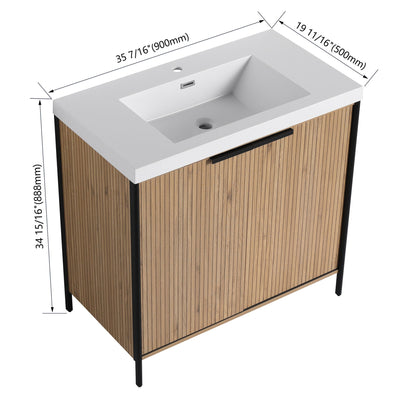 Modern freestanding bathroom vanity HouseOfZazla with resin sink, soft close cabinet doors on Tampa Home & Garden Store