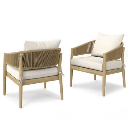Bayshore Outdoor Conversation Chair 2-pack wood beige cushions by HouseOfZazla on Tampa Home & Garden Store