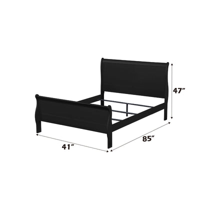 Louis Philippe Sleigh bed frame by HouseOfZazla in black metal finish on Tampa Home & Garden Store