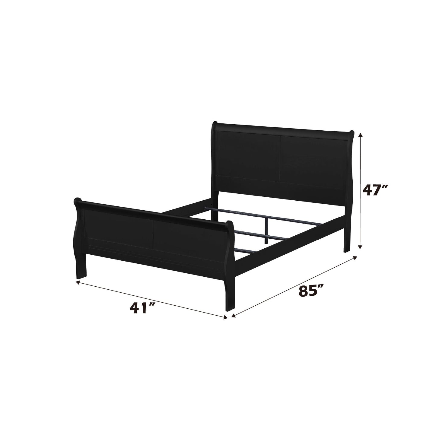 Louis Philippe Sleigh Style Bed black metal sleigh bed HouseOfZazla on Tampa Home & Garden Store