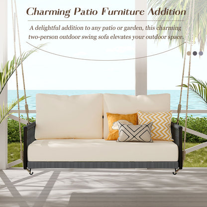Beige Outdoor Swing Sofa with Soft Cushions