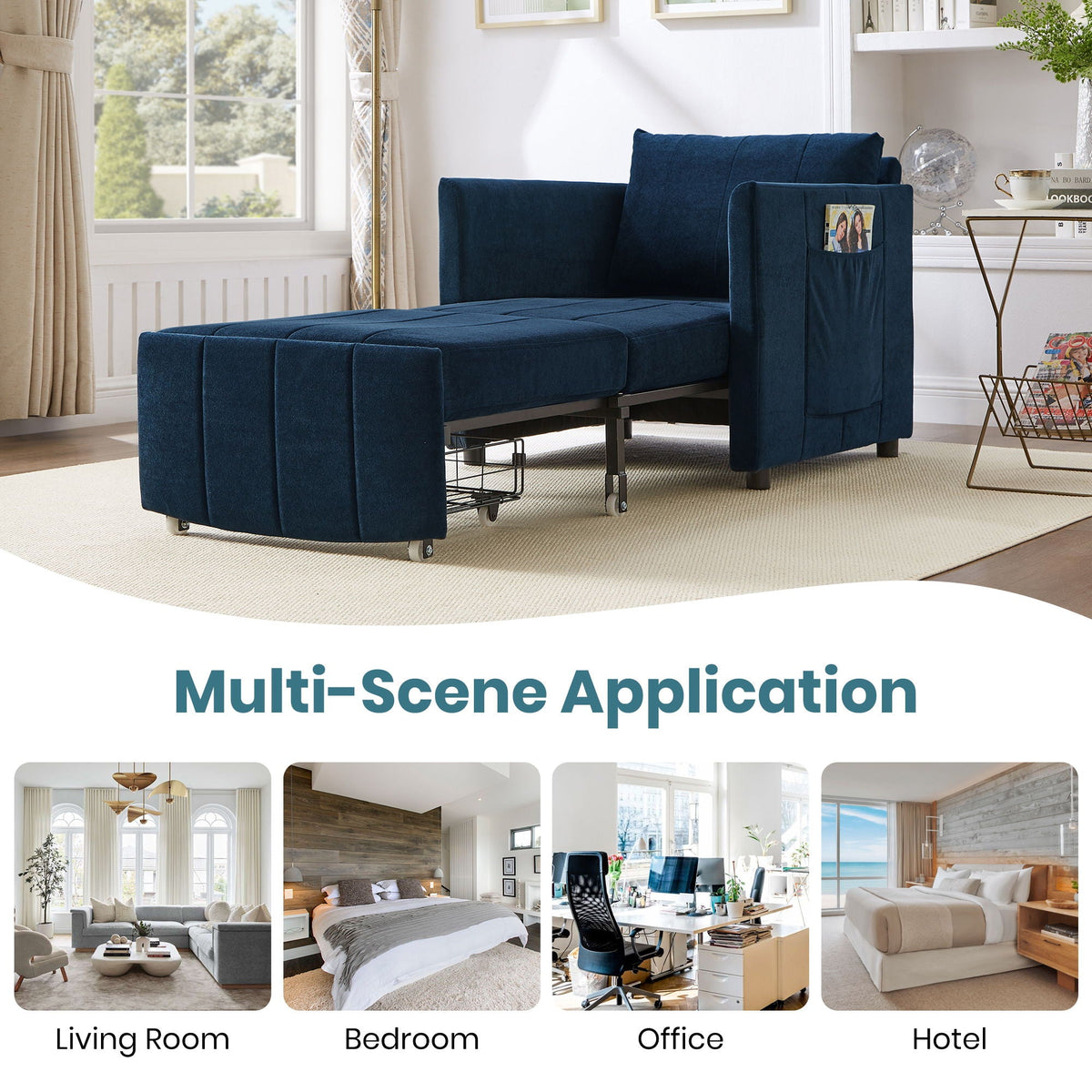 Convertible Sleeper Sofa and Storage Pockets