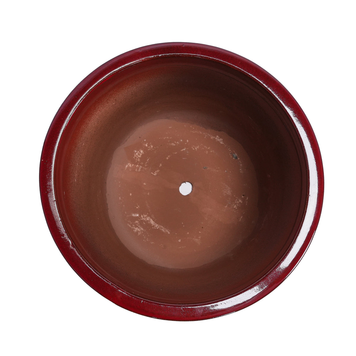 Bean Paste Red ceramic flowerpot with glossy red glaze and rounded rim on Tampa Home & Garden Store